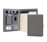Wason Portfolio A4 Schreibmappe Kunstleder Portfolio mit Telefon Tablet Ständer & Klemmbrett Schreibblock, Ordner Datei Dokumentenhalter Hülle für Organizer Büro Schule Reisen (Grau)