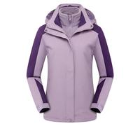 Wasserabweisende 3-in-1-Skijacke für Herbst und Winter, Windbreaker, Fleece-Innen-Kapuzenparka, violett, 50