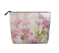 Wasserabweisende Kosmetiktasche für Damen, Reisen, Make-up-Tasche mit Reißverschluss, leichte Tasche für den täglichen Gebrauch, für Toilettenartikel, Kunstbedarf, Aufbewahrung, Stil, rosa Blumen