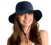 Wasserabweisender Sonnenhut mit LSF 50+, verstaubare Krempe, Boonie für Damen und Herren, Sommer, leicht, Wandern, Outdoor-Kappe, Marineblau, Einheitsgröße