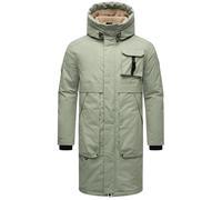 STONE HARBOUR Herren Warmer Langer Wintermantel mit Verstellbarer Kunstfell-Kapuze Cyriaan XX Ice Green Gr. 3XL