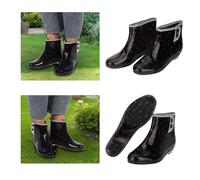 Wasserdichte Damenschuhe Regenstiefel Größe 40 Schwarz Pinke Punkte Rutschfest Stilvoll