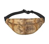 Wasserdichte Gürteltasche aus Polyester mit verstellbarem Gürtel - vielseitige Umhängetasche für Damen und Herren, Vintage Alte Weltkarte, Einheitsgröße