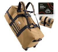 Wasserdichte Reisetasche mit Schnellverschlussriemen, 80 l, Militär, taktisch, Rollen, faltbar, für Einsatz, Reisen, Camping, Sport, Khaki, Militärischer Stil