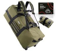 Wasserdichte Reisetasche mit Schnellverschlussriemen, 80 l, Militär, taktisch, Rollen, faltbar, für Einsatz, Reisen, Camping, Sport, Militär, Grün, Militärischer Stil