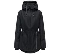 Wasserdichte Übergangsjacke mit verstellbarer Kapuze "Blumentanz 14" Black S