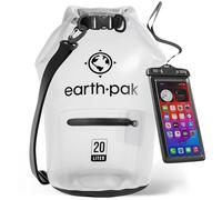 Wasserdichter Packsack 20L - Dry Bag mit Reißverschlusstasche und Rolltop | Dry Bag 20L in Transparent: schwimmfähiger Trockensack mit Reißverschluss-Außentasche und IPX8-Handyhülle