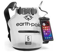Wasserdichter Packsack 5L - Dry Bag mit Reißverschlusstasche und Rolltop | Dry Bag 5L in Transparent: schwimmfähiger Trockensack mit Reißverschluss-Außentasche und IPX8-Handyhülle
