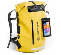 Wasserdichter Packsack 85L - Dry Bag mit Reißverschlusstasche und Rolltop | Dry Bag 85L in Gelb: schwimmfähiger Trockensack mit Reißverschluss-Außentasche und IPX8-Handyhülle