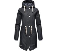 Regenjacke NAVAHOO "Flower of Ocean" Gr. S (36), blau (navy) Damen Jacken Lange modischer Outdoor Regenmantel (74657568-S)