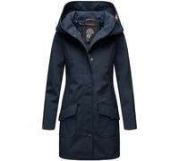 MARIKOO Damen Softshell Jacke lang Outdoor Mantel Parka wasserdicht mit Kapuze Mayleen Blue Gr. M