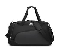 Wasserdichter Turnbeutel, Workout-Tasche mit Schuhfach, Oxford-Stoffmaterial, große Kapazität, Fitness-Organizer, Multi-Fächer, Sporttasche für Laufen, Reisen, 50,8 cm, 1 Stück, Schwarz, Refer to