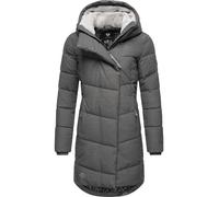 Ragwear Damen Wintermantel Warmer Steppmantel lang mit Kapuze Pavla Intl Grey22 Gr. M