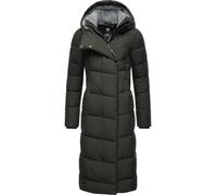 Ragwear Damen atmungsaktiver Wintermantel warmer wasserdichter Steppmantel lang mit Kapuze Pavla Long Dark Olive Gr. 4XL