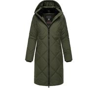 Ragwear Damen Wintermantel Warmer wasserdichter Steppmantel lang mit Abnehmbarer Kapuze Rebela YOUMODO Dark Olive Gr. XXL