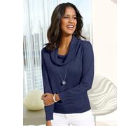 Wasserfallpullover "Pullover", Damen, Gr. 44, blau (marine), 55% Baumwolle, 45% Viskose, unifarben, Pullover (97152759-44) marine
