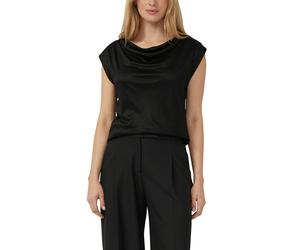 Wasserfallshirt S.OLIVER BLACK LABEL, Damen, Gr. 38, schwarz, Web, Obermaterial: 100% Viskose, unifarben, normal hüftbedeckend, Wasserfallausschnitt, Shirts, mit Wasserfall-Kragen und aus reiner Visko