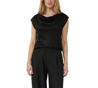Wasserfallshirt S.OLIVER BLACK LABEL, Damen, Gr. 40, schwarz, Web, Obermaterial: 100% Viskose, unifarben, normal hüftbedeckend, Wasserfallausschnitt, Shirts, mit Wasserfall-Kragen und aus reiner Visko