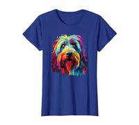 Wasserfarben Farbenfroher Bearded Collie Hunde T-Shirt, Damen, Königsblau, 3XL