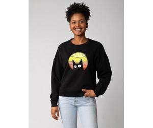 watapparel Sweatshirt Frauen Sunset Cat Black XL