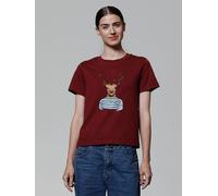 watapparel T-Shirt Frauen Hirsch Burgundy XS