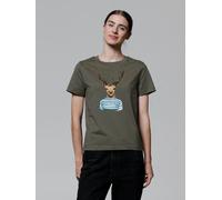 watapparel T-Shirt Frauen Hirsch Khaki L