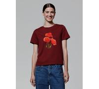 watapparel T-Shirt Frauen Poppy Flowers Burgundy L