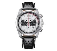Citizen Herrenuhr CA4640-09A Active, Eco-Drive, 41 mm, weißes Zifferblatt, Lederarmband, 10 Bar
