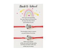 Watch Classic Silber Lederarmband 2 STÜCKE Schildkrötenarmband Zurück zur Schule Geschenkarmband Plus Karte Zurück zur Schule Geschenke Armbandset für 2 Silber Armband Damen 925 (Red, One Size)