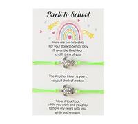 Watch Classic Silber Lederarmband 2 STÜCKE Schildkrötenarmband Zurück zur Schule Geschenkarmband Plus Karte Zurück zur Schule Geschenke Armbandset für 2 Silber Armband Damen 925 (Green, One Size)