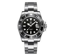 watchdives Steeldive Herren Automatikuhr SD1953 Edelstahl NH35 Uhrwerk 300 m Taucheruhren, Schwarzes Zifferblatt grüne Lünette, Luxus, Freizeit, Mode, Business, Tauchsport