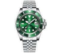 watchdives Steeldive Herren Automatikuhr SD1953 Edelstahl NH35 Uhrwerk 300 m Taucheruhren, Schwarzes Zifferblatt grüne Lünette, Luxus, Freizeit, Mode, Business, Tauchsport