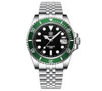 watchdives Steeldive Herren Automatikuhr SD1953 Edelstahl NH35 Uhrwerk 300 m Taucheruhren, Schwarzes Zifferblatt grüne Lünette, Luxus, Freizeit, Mode, Business, Tauchsport