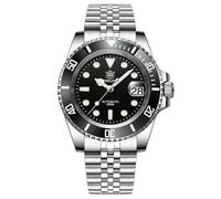 watchdives Steeldive Herren Automatikuhr SD1953 Edelstahl NH35 Uhrwerk 300 m Taucheruhren, Schwarzes Zifferblatt grüne Lünette, Luxus, Freizeit, Mode, Business, Tauchsport