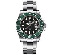 watchdives Steeldive Herren Automatikuhr SD1953 Edelstahl NH35 Uhrwerk 300 m Taucheruhren, Schwarzes Zifferblatt grüne Lünette, Luxus, Freizeit, Mode, Business, Tauchsport
