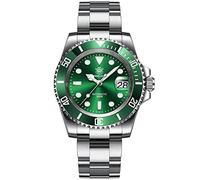 watchdives Steeldive Herren Automatikuhr SD1953 Edelstahl NH35 Uhrwerk 300 m Taucheruhren, Schwarzes Zifferblatt grüne Lünette, Luxus, Freizeit, Mode, Business, Tauchsport