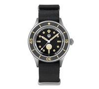 watchdives Taucheruhr für Herren, Vintage WD50 Fathoms NH35 NH38 Automatikuhren, 40 mm, Gewölbtes Glas, 300 m wasserdichte Taucherarmbanduhr, Schwarzes Zifferblatt mit Nylon-Uhrenarmband