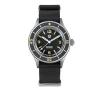 watchdives Taucheruhr für Herren, Vintage WD50 Fathoms NH35 NH38 Automatikuhren, 40 mm, Gewölbtes Glas, 300 m wasserdichte Taucherarmbanduhr, Schwarzes Zifferblatt mit Nylon-Uhrenarmband