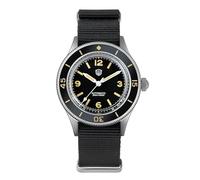 watchdives Taucheruhr für Herren, Vintage WD50 Fathoms NH35 NH38 Automatikuhren, 40 mm, Gewölbtes Glas, 300 m wasserdichte Taucherarmbanduhr, Schwarzes Zifferblatt mit Nylon-Uhrenarmband