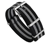 WatchGecko Schweizer Qualität Signature Military Nylon Uhrenarmband. Nylon-Herren-Ersatzarmband. Robustes, schnell trocknendes und sicheres Uhrenarmband für Outdoor-Aktivitäten. Schwarz & Grau, 21 mm