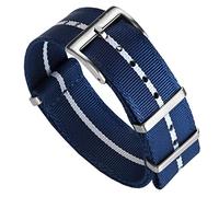 WatchGecko Signature Schweizer Qualitäts-Militär-Nylon-Uhrenarmband. Nylon-Ersatzarmband Für Herrenuhren. Robustes, Schnell Trocknendes Und Sicheres Armband Für Outdoor-Aktivitäten. 22mm, Blau & Weiß