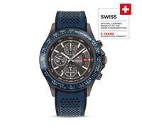 WATCHMAN Chronograph 42mm Leder/Stahl Blau/Schwarz - Swiss Made