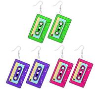 WATEFOER 1-3 Paar Neon Ohrringe für Damen Acryl Tropfen Ohrring Bunte 80er Jahre Ohrringe 80er 90er Jahre Outfit Damen Mädchen Halloween Retro Party Zubehör