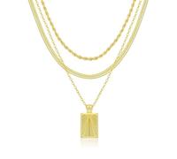 WATEFOER 3 Stück Halskette Gold Damen, Geschichtete Gold Halsketten Stapelbar 14K Goldkette Choker Halskette Diamant Schichtung Kreis CZ Anhänger Halsketten Schmuck Geschenke für Muttertag