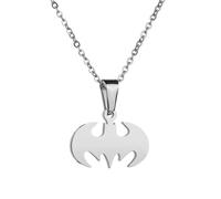 WATEFOER Fledermaus Halskette für Männer Frauen Edelstahl Leichtgewicht Anime Goth Cool Hippie Fledermaus Anhänger Halskette, Schmuck Geschenk Christmas Valentinstag und Halloween (Silber)