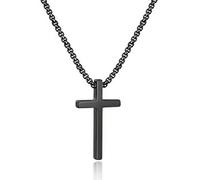 WATEFOER Kreuz Halskette für Herren Edelstahl Silber Schwarz Goldkette mit Kreuzanhänger Glaube Religiöser Schmuck Weihnachten Valentinstag Ostern Geschenke für Männer Jungen (Schwarz)