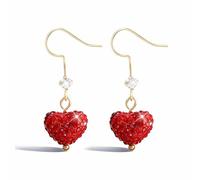 WATEFOER Rote Herz Ohrringe für Damen Valentinstag-Ohrringe Strass Herz Ohrhänger Romantische Geschenke zum Valentinstag Geburtstag Jahrestag (C)