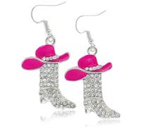 WATEFOER Strass Western Stiefel Ohrringe für Damen Cowgirl Cowboy Emaille Hut Bohemian Rodeo Stiefel Tropfen baumeln Ohrringe Western Cowboy Schmuck Zubehör für Frauen Mädchen