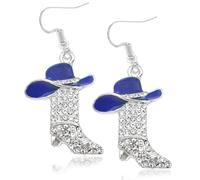 WATEFOER Strass Western Stiefel Ohrringe für Damen Cowgirl Cowboy Emaille Hut Bohemian Rodeo Stiefel Tropfen baumeln Ohrringe Western Cowboy Schmuck Zubehör für Frauen Mädchen