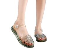 Water Shoes for Women, Jelly Sandalen Damen - Glitzer Kristall Wasserschuhe Strandschuhe Badeschuhe mit Rundum-Schutz Transparente Gummisandalen für Beach Pool Freizeit Gr.36-41